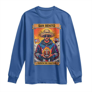 Funny San Benito Patron del Halftime Long Sleeve Shirt Bowl 2026 Puerto Rican Football Music Fan TS02 Royal Blue Print Your Wear