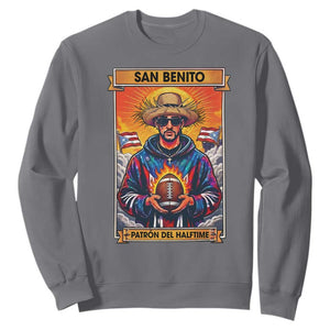 Funny San Benito Patron del Halftime Sweatshirt Bowl 2026 Puerto Rican Football Music Fan TS02 Charcoal Print Your Wear