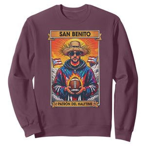 Funny San Benito Patron del Halftime Sweatshirt Bowl 2026 Puerto Rican Football Music Fan TS02 Maroon Print Your Wear