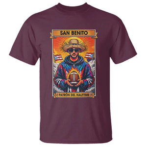 Funny San Benito Patron del Halftime T Shirt Bowl 2026 Puerto Rican Football Music Fan TS02 Maroon Print Your Wear
