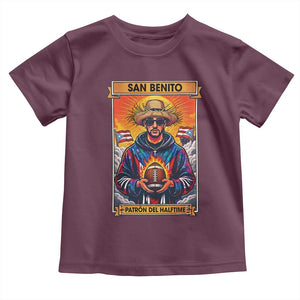 Funny San Benito Patron del Halftime Toddler T Shirt Bowl 2026 Puerto Rican Football Music Fan TS02 Maroon Print Your Wear