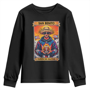Funny San Benito Patron del Halftime Youth Sweatshirt Bowl 2026 Puerto Rican Football Music Fan TS02 Black Print Your Wear