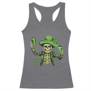 Funny St Patricks Day Drinking Skeleton Racerback Tank Top for Beer Lover Alcoholic TS02 Charcoal Print Your Wear