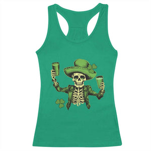 Funny St Patricks Day Drinking Skeleton Racerback Tank Top for Beer Lover Alcoholic TS02 Irish Green Print Your Wear