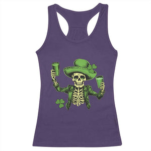 Funny St Patricks Day Drinking Skeleton Racerback Tank Top for Beer Lover Alcoholic TS02 Purple Print Your Wear