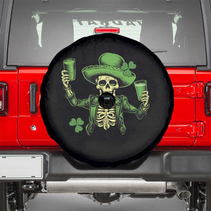 Funny St. Patricks Day Drinking Skeleton Spare Tire Cover for Beer Lover Alcoholic TS02 Black Print Your Wear