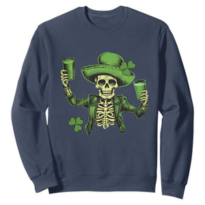 Funny St. Patricks Day Drinking Skeleton Sweatshirt for Beer Lover Alcoholic TS02 Navy Printyourwear