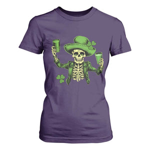 Funny St Patricks Day Drinking Skeleton T Shirt For Women for Beer Lover Alcoholic TS02 Purple Print Your Wear