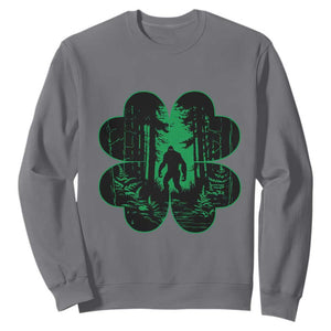 Funny St. Patricks Day Bigfoot Sweatshirt Sasquatch Shamrock Paddys Irish TS02 Charcoal Printyourwear