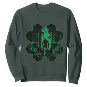 Funny St. Patricks Day Bigfoot Sweatshirt Sasquatch Shamrock Paddys Irish TS02 Dark Forest Green Printyourwear