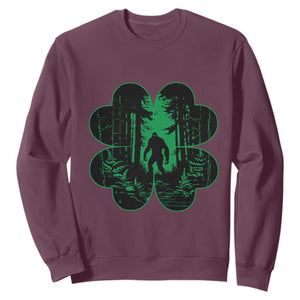 Funny St. Patricks Day Bigfoot Sweatshirt Sasquatch Shamrock Paddys Irish TS02 Maroon Printyourwear