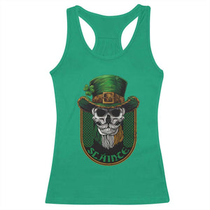 Irish Skull Racerback Tank Top Slainte Cheers Funny St. Patricks Day Drinking Lover TS02 Irish Green Print Your Wear