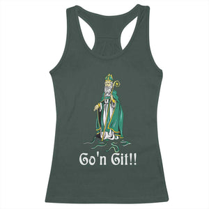 Funny St Patricks Day Racerback Tank Top Go'n Git Snakes TS02 Dark Forest Green Print Your Wear