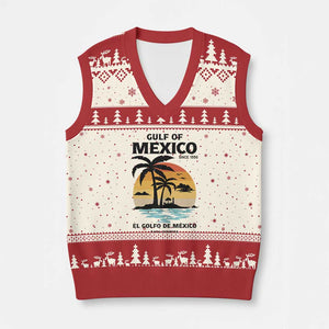 Gulf of Mexico Forever Since 1550 V-Neck Knit Sweater Vest Golfo De Mexico Para Siempre Retro Beach TS02 Beige Red Print Your Wear