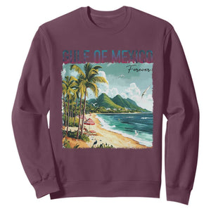 Gulf of Mexico Forever Sweatshirt Retro Beach TS02 Maroon Print Your Wear
