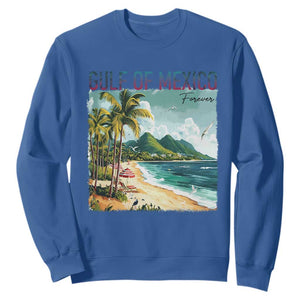 Gulf of Mexico Forever Sweatshirt Retro Beach TS02 Royal Blue Print Your Wear