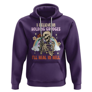 Funny Skeleton Karma Hoodie I Believe In Holding Grudges Ill Heal In Hell Retro Vintage TS02 Purple Printyourwear