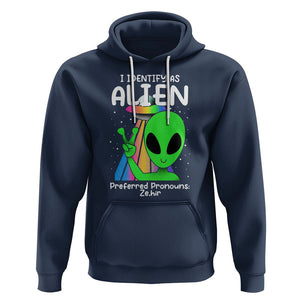 Funny Alien Hoodie I Identify As An Alien Preferred Pronoun Ze Hir LGBTQ+ TS02 Navy Printyourwear