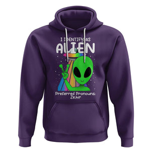 Funny Alien Hoodie I Identify As An Alien Preferred Pronoun Ze Hir LGBTQ+ TS02 Purple Printyourwear