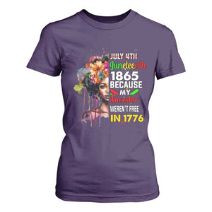 Juneteenth 1865 T Shirt For Women Because My Ancestor Weren't Free In 1776 Afro Black Queen TS02 Purple Print Your Wear