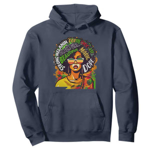 Juneteenth Hoodie Beautiful Strong Melanin Poppin' Dope African Afro Black Queen TS02 Navy Print Your Wear