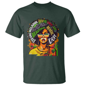 Afro Black Queen Magic T Shirt Beautiful Strong Melanin Poppin' Choc-lit Dope TS02 Dark Forest Green Print Your Wear