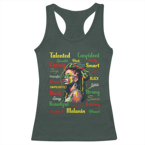 Melanin Locs Girl Racerback Tank Top Dreadlock Black Pride African American TS02 Dark Forest Green Print Your Wear