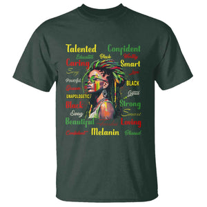 Melanin Locs Girl T Shirt Dreadlock Black Pride African American TS02 Dark Forest Green Print Your Wear