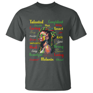 Melanin Locs Girl T Shirt Dreadlock Black Pride African American TS02 Dark Heather Print Your Wear