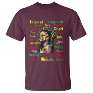 Melanin Locs Girl T Shirt Dreadlock Black Pride African American TS02 Maroon Print Your Wear