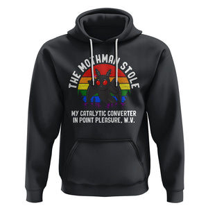 Funny Mothman Hoodie The Mothman Stole My Catalytic Converter In Point Cryptid TS02 Black Printyourwear