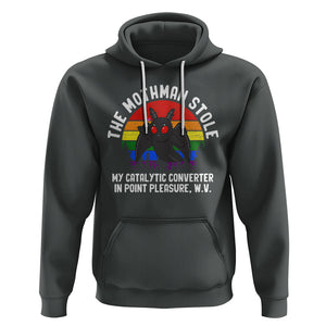 Funny Mothman Hoodie The Mothman Stole My Catalytic Converter In Point Cryptid TS02 Dark Heather Printyourwear