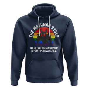 Funny Mothman Hoodie The Mothman Stole My Catalytic Converter In Point Cryptid TS02 Navy Printyourwear