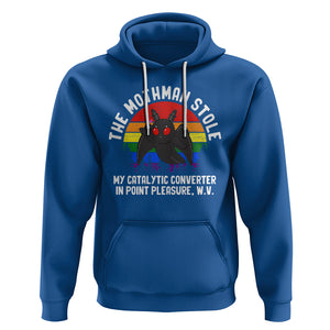 Funny Mothman Hoodie The Mothman Stole My Catalytic Converter In Point Cryptid TS02 Royal Blue Printyourwear