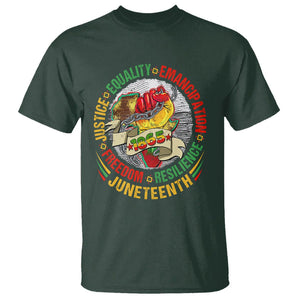 Juneteenth 1865 T Shirt Freedom Justice Equality Emancipation Resilience African American History TS02 Dark Forest Green Print Your Wear