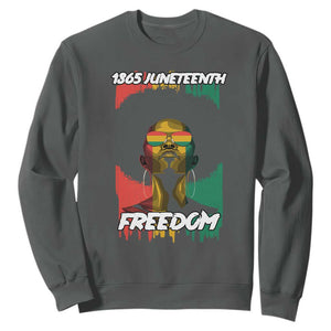 Juneteenth 1865 Sweatshirt Freedom Afro Melanin Woman African American Dripping TS02 Dark Heather Print Your Wear
