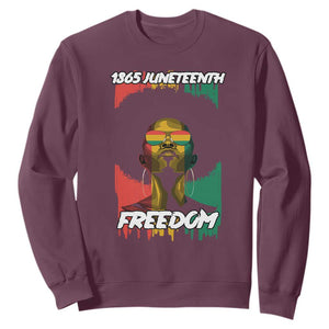 Juneteenth 1865 Sweatshirt Freedom Afro Melanin Woman African American Dripping TS02 Maroon Print Your Wear