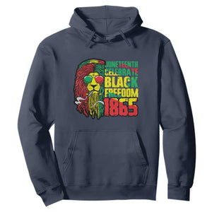 Juneteenth Hoodie Celebrate Black Freedom 1865 Dope Dreadlocks Lion Locs Rasta Hair TS02 Navy Print Your Wear