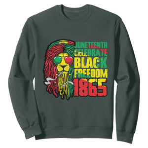 Juneteenth Sweatshirt Celebrate Black Freedom 1865 Dope Dreadlocks Lion Locs Rasta Hair TS02 Dark Forest Green Print Your Wear