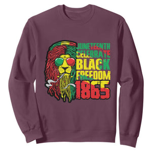 Juneteenth Sweatshirt Celebrate Black Freedom 1865 Dope Dreadlocks Lion Locs Rasta Hair TS02 Maroon Print Your Wear