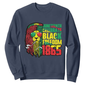Juneteenth Sweatshirt Celebrate Black Freedom 1865 Dope Dreadlocks Lion Locs Rasta Hair TS02 Navy Print Your Wear