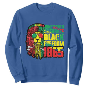 Juneteenth Sweatshirt Celebrate Black Freedom 1865 Dope Dreadlocks Lion Locs Rasta Hair TS02 Royal Blue Print Your Wear