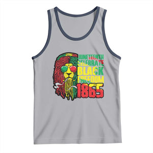 Juneteenth Tank Top Celebrate Black Freedom 1865 Dope Dreadlocks Lion Locs Rasta Hair TS02 Athletic Heather Navy Print Your Wear