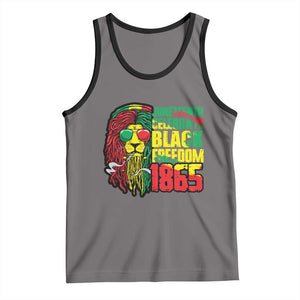 Juneteenth Tank Top Celebrate Black Freedom 1865 Dope Dreadlocks Lion Locs Rasta Hair TS02 Deep Heather Black Print Your Wear