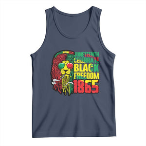 Juneteenth Tank Top Celebrate Black Freedom 1865 Dope Dreadlocks Lion Locs Rasta Hair TS02 Navy Print Your Wear