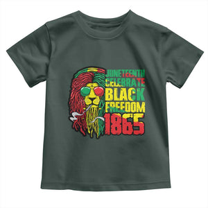Juneteenth Toddler T Shirt Celebrate Black Freedom 1865 Dope Dreadlocks Lion Locs Rasta Hair TS02 Dark Forest Green Print Your Wear