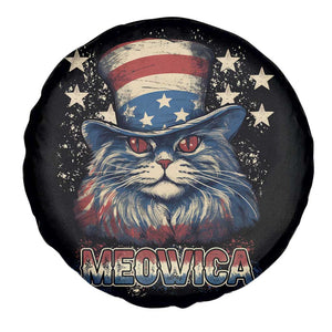 Patriotic American Cat Spare Tire Cover Meowica With Uncle Sam Hat US Flag 4th of July TS02 Print Your Wear