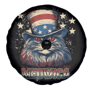 Patriotic American Cat Spare Tire Cover Meowica With Uncle Sam Hat US Flag 4th of July TS02 Print Your Wear
