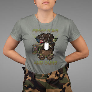 Messy Buns And Guns American Patriotic T Shirt TS02 Printyourwear