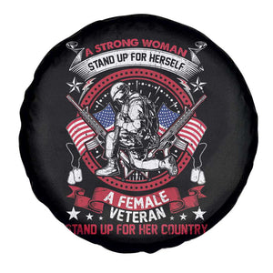 Female Veteran Spare Tire Cover Stands For Her Country Patriotic Women in Military TS02 Print Your Wear